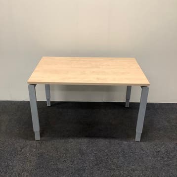 verstelbaar bureau 120x80 cm, Grijs metalen poten - Ahorn, Gebruikt, In hoogte verstelbaar, Ophalen of Verzenden, Grijs