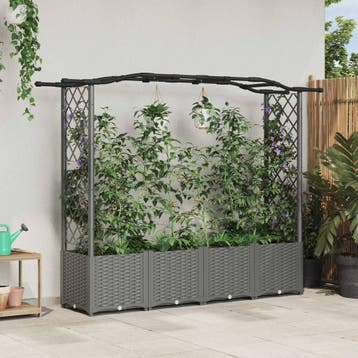 vidaXL Verhoogd Bed met Trellis en Dak Lichtgrijs 204 x 40 x, Verzenden, Nieuw, Minder dan 60 cm, 60 cm of meer
