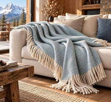 Exclusieve plaid Coastal Chic poederblauw - 200x150 cm -