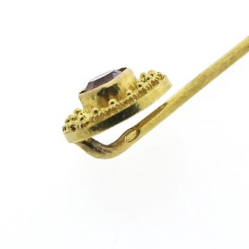Gouden reversspeld met zirconia, Gebruikt, Ophalen of Verzenden, Met edelsteen, Goud