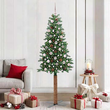 vidaXL Slanke Kerstboom Groen 210 cm PVC en massief, Verzenden, Nieuw