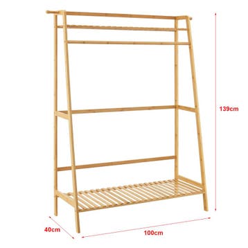 [en.casa] Bamboe kledingrek Föglö met kapstok 100x40x139 cm, Huis en Inrichting, Kasten | Kledingkasten, Verzenden, Nieuw