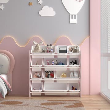 Kinderkast Vestnes met 12 boxen 78x86x27 cm roze en wit [en., Verzenden, Nieuw