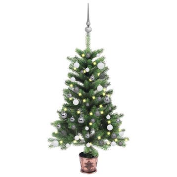 vidaXL Kunstkerstboom met verlichting en kerstballen 90 cm, Diversen, Verzenden, Nieuw