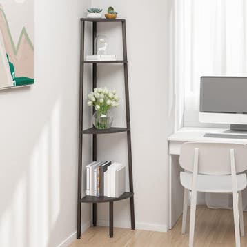 vidaXL Hoekkastje met 4 schappen 45,5x31,5x150 cm zwart, Minder dan 50 cm, Verzenden, Nieuw, 150 tot 200 cm