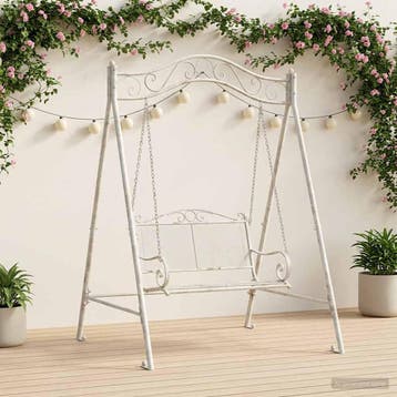 vidaXL Schommelframe Antiek wit 113 x 121,5 x 168 cm Staal, Kinderen en Baby's, Speelgoed | Buiten | Speeltoestellen, Verzenden