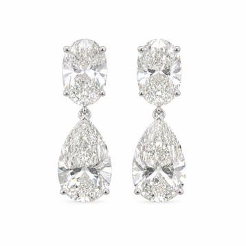 Oorbellen - 14 karaat Witgoud - 7.00ct. tw. Diamant, Nieuw