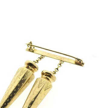 Gouden broche met breidoppen, Sieraden, Tassen en Uiterlijk, Broches, Ophalen of Verzenden, Gebruikt, Goud, Goud