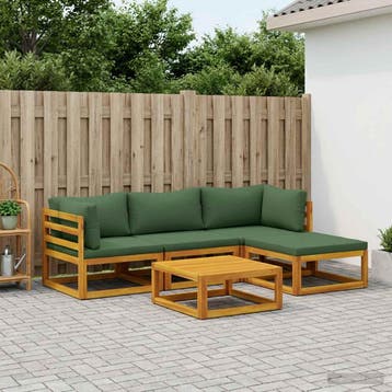 vidaXL Bankstel 5 st Naturel Massief Acaciahout, Tuin en Terras, Verzenden, Nieuw, 5 zitplaatsen