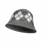 Bucket Hat Hoedje – Ruit Patroon – One Size – Grijs wit, Nieuw