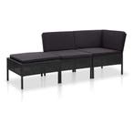 Loungeset poly rattan zwart | Retourdeal 67% Korting, Tuin en Terras, Tuinsets en Loungesets, Rotan, 3 zitplaatsen, Hocker, Nieuw