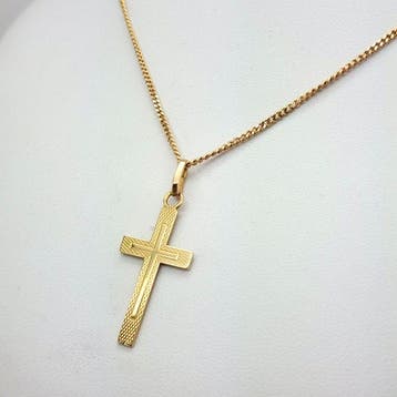 Ketting met hanger - 14 karaat Geel goud - Kruishanger