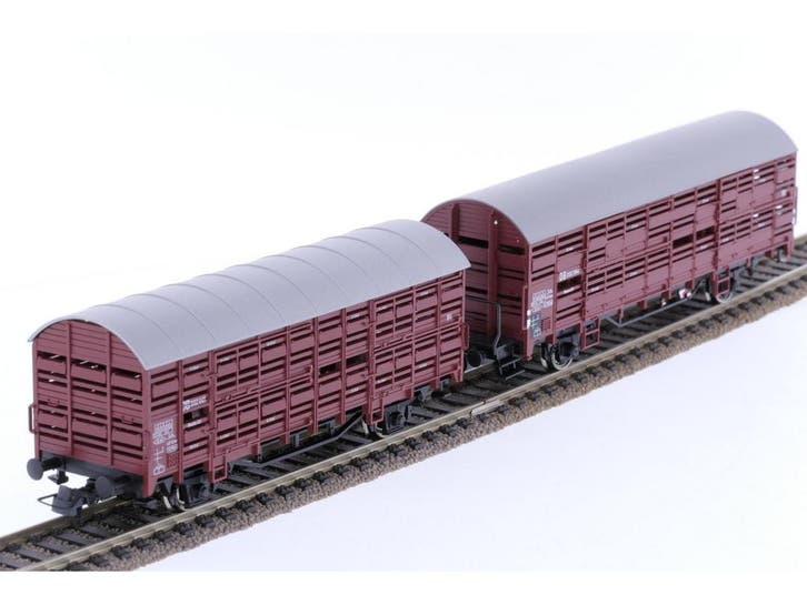 Schaal H0 Roco 47525 en 66875 set van 2 veewagens Type Vl..., Hobby en Vrije tijd, Modeltreinen | H0, Gelijkstroom, Analoog, Gebruikt