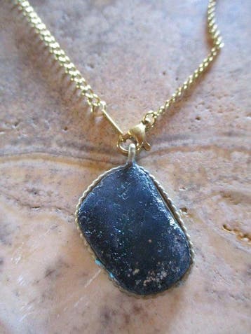 Oud-Romeins Glas Donkerblauwe kettinghanger - 25 mm (Zonder, Antiek en Kunst