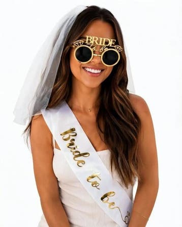Bride to Be set met bril, sluier en sjerp, Ophalen of Verzenden, Nieuw, Wit, Ivoor of Crème, Accessoires
