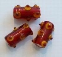 3 x Glaskraal Italiaanse stijl Rood met dots 23 mm (Kralen), Ophalen of Verzenden, Nieuw, Kraal