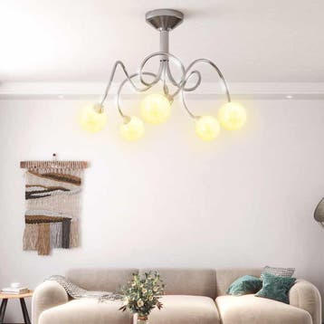 vidaXL Plafondlamp met glasbollen rond 5xG9, Huis en Inrichting, Lampen | Plafondlampen, Verzenden, Nieuw