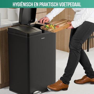 2dekans | Avalo - Prullenbak Afvalscheiding - 60 Liter - RVS, Huis en Inrichting, Woonaccessoires | Prullenbakken, Ophalen of Verzenden