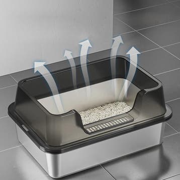 XL RVS Kattenbak met Deksel en Schep - Hoge Randen, Anti-aan, Verzenden, Nieuw