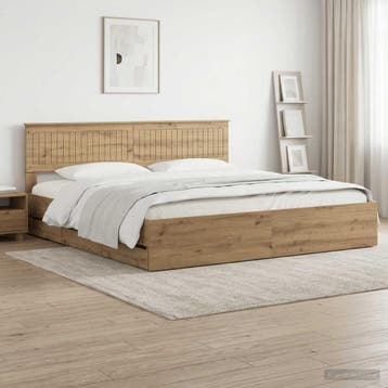 vidaXL Bed Frame with Storage and Headboard Artisan Oak 180, Bruin, Verzenden, Hout, Nieuw