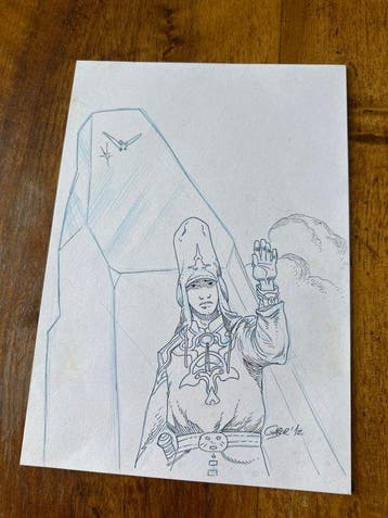 Gabor - 1 Originele tekening met handtekening - Hommage à, Nieuw