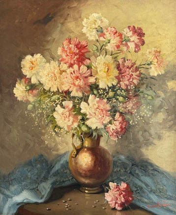 Britse school (XX) - A still life of flowers in a vase. No