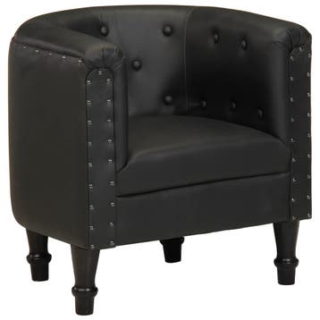 vidaXL Kuipstoel echt leer zwart, Huis en Inrichting, Fauteuils, Verzenden, Nieuw