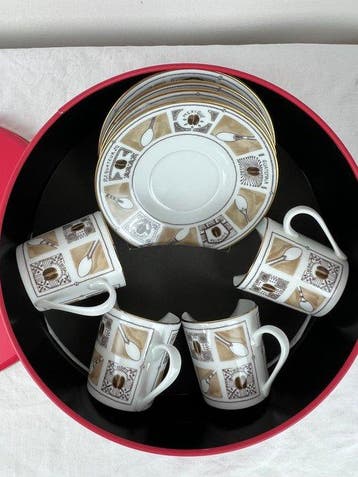 Porcelaine de Limoges - Koffieservies voor 4 - Porselein -