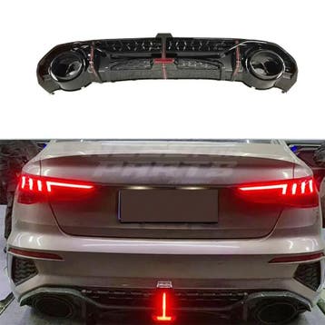 LED Diffuser With Black Exhaust Tips Voor Audi A3 S Line/S3, Auto-onderdelen, Carrosserie en Plaatwerk, Ophalen of Verzenden, Nieuw