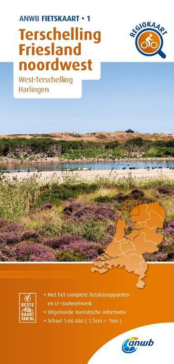Fietskaart Terschelling, Friesland Noordwest 1:66.666 |, Ophalen of Verzenden, Nieuw