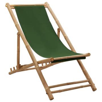 vidaXL Ligstoel bamboe en canvas groen, Verzenden, Nieuw