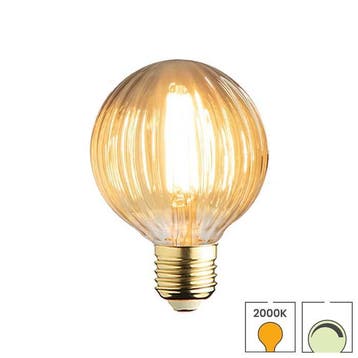 LED lamp geribbeld glas E27 | 4 watt dimbaar | 2000K warm, Verzenden, Nieuw, E27 (groot), Overige typen