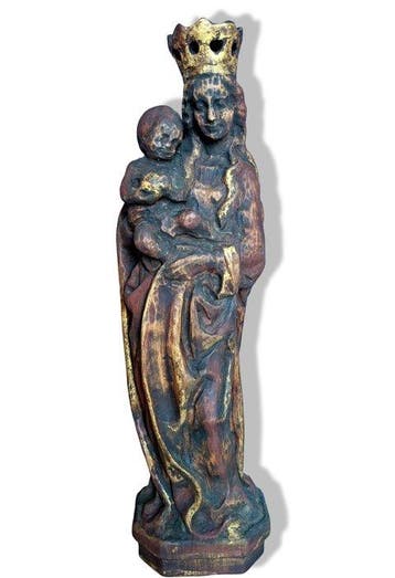 sculptuur, Crowned Madonna and Child - 60 cm - Hout