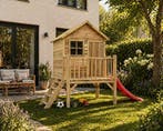 Houten speelhuis op palen met balkon en glijbaanaansluiti..., Ophalen of Verzenden, Nieuw