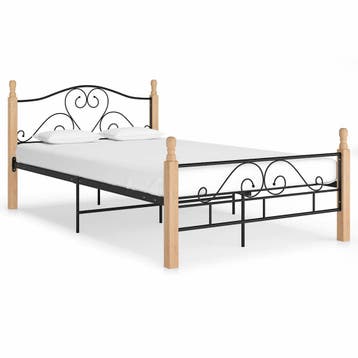 vidaXL Bedframe metaal zwart 120x200 cm, Huis en Inrichting, Slaapkamer | Bedden, Verzenden, Zwart, Nieuw, Twijfelaar
