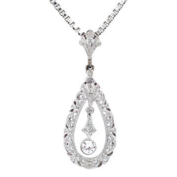 Witgouden vintage hanger met diamant 14 krt, Ophalen of Verzenden, Nieuw