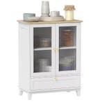 Dressoir met Glazen Deuren Wit Eiken Compact 68×35×85 cm, Verzenden, Nieuw