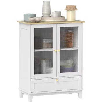 Dressoir met Glazen Deuren Wit Eiken Compact 68×35×85 cm, Huis en Inrichting, Kasten | Overige, Verzenden, Nieuw