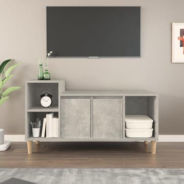 vidaXL Tv-meubel 100x35x55 cm bewerkt hout betongrijs, 100 tot 150 cm, Verzenden, Nieuw, Minder dan 100 cm