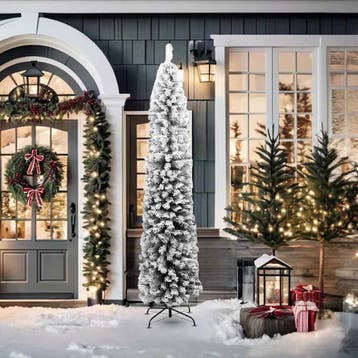 vidaXL Kunstkerstboom met sneeuw smal 210 cm PVC groen, Verzenden, Nieuw