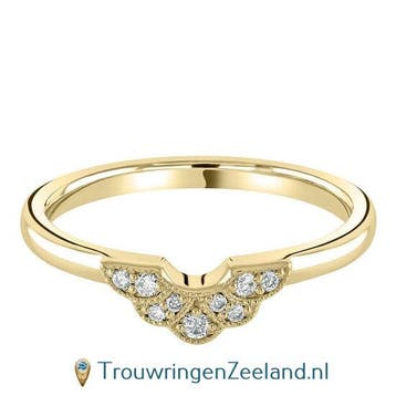 Aanschuifring in 9/18 karaat geelgoud U-vorm met 9 diaman..., Verzenden, Nieuw
