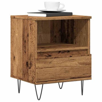 vidaXL Nachtkastje 40x35x50 cm bewerkt hout oud houtkleurig, Minder dan 45 cm, Verzenden, Nieuw, Minder dan 55 cm