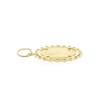 Gouden hanger van een gouden vijfje; Koningin Wilhelmina..., Ophalen of Verzenden, Gebruikt, Goud, Overige merken