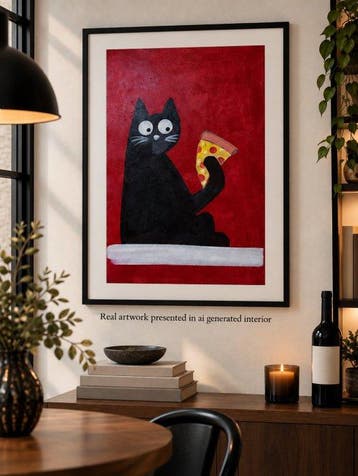 Tetiana Zaitseva - Acrylic Painting XL Hungry Cat no 332