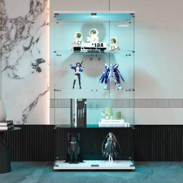 LED Glazen Vitrinekast – Dubbele Deuren en 4 Lagen, Huis en Inrichting, Verzenden, Nieuw