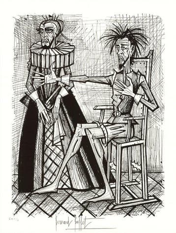 Bernard Buffet (1928-1999) - Don Quichotte et la Duègne, Antiek en Kunst