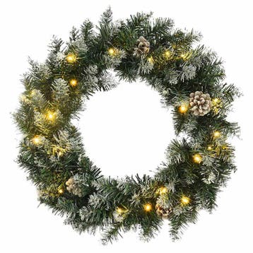 vidaXL Kerstkrans met LED-lampjes 60 cm PVC groen, Verzenden, Nieuw