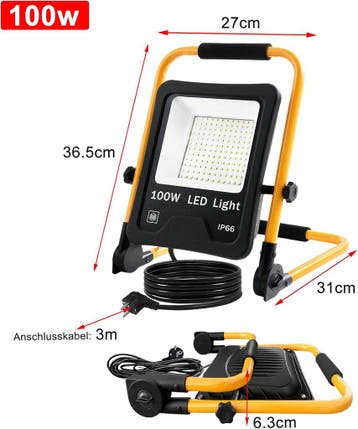 Bouwlamp LED - Werklamp - IP44 - 100W - NAIZY, Tuin en Terras, Verzenden, Zo goed als nieuw