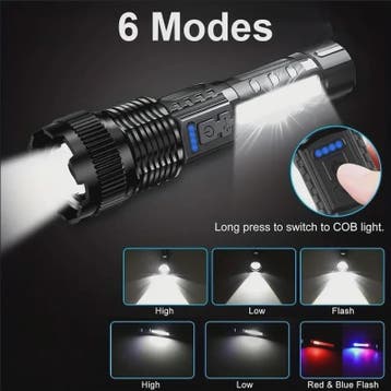 Krachtige Oplaadbare LED Zaklamp Tactisch met Zoom & 6 Modi, Verzenden, Nieuw