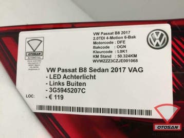 vw passat b8 sedan led achterlicht links buiten 3g5945207c, Ophalen, Gebruikt, Volkswagen